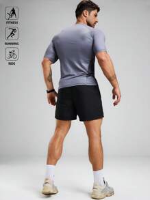 Manfinity Sport Polished 男士休闲透气插肩袖运动T恤，夏季修身圆领衬衫 - 彩色 - 查看 2