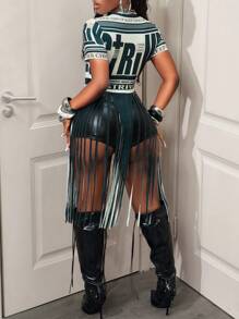 BamGleam 绿色字母休闲印花T恤