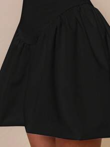 MUSERA Spaghetti Strap Fitted Bodice Puffball Mini Dress Spring Summer Vacation Cute Elegant Night Out Birthday, Night Out, Date Night, Grunge Fall Winter  Party  Chic - Black - View 5