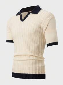 RueChic Men Textured SS Fashion Regular Polo Shirt - Beige - View 4