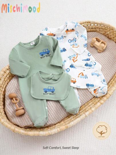 زوج من طقم بذلة كاملة بنقشة سيارة ذات كم طويل مع ش...