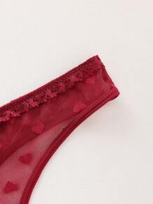 SHEIN 3pcs/Pack Women Low Waist Lace Thong Panties, Random Heart Pattern
