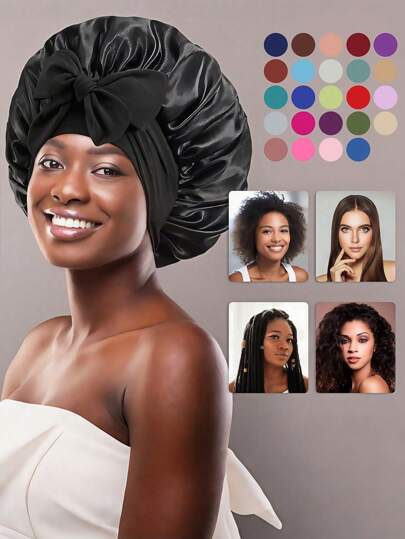 Touca Ajustável de Cetim - Touca de Proteção Capilar Leve para Dormir, Banho, Redução de Frizz - Mulheres e Homens