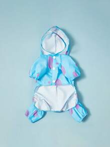 PETSIN Lindo y divertido diseño de monstruo peludo turquesa Ropa exterior impermeable y a prueba de viento para perros/gatos pequeños y medianos, con orificio para correa, adecuado para uso en exteriores en primavera/verano - Multicolor - Ver 5