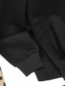 SHEIN Sudadera casual básica con media cremallera y cuello alto para niña preadolescente en gris jaspeado, sudadera con cremallera negra, sudadera negra con cuello alto, para otoño/invierno - Negro - Ver 3