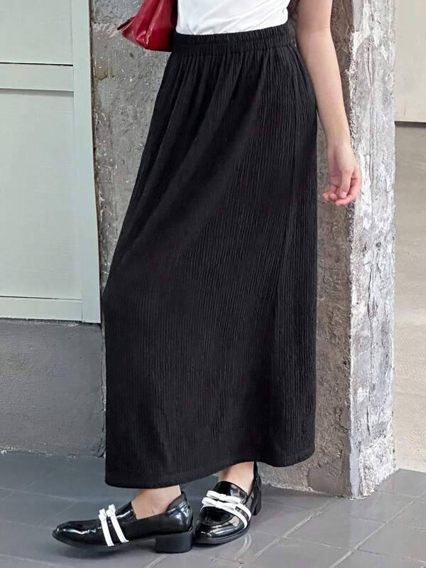 DAZY Teen Girl Solid Color Elastic Waist Casual Long Skirt,Girls Summer Outfits,Back To School Clothes