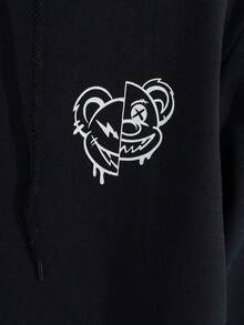 EURMUSE Men Cottonline Bear Printed Regular Hoodie - Black - View 6