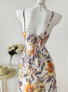 INAWLY Rochie elegantă pentru femei cu imprimeu floral integral - Multicolor - Vizualizare 6