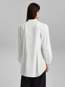 Ontre Áo cánh thanh lịch tay dài thắt nơ phía trước ngày lễ tình nhân màu trắng mới 2025 cho nữ mùa xuân - trắng - Xem 3