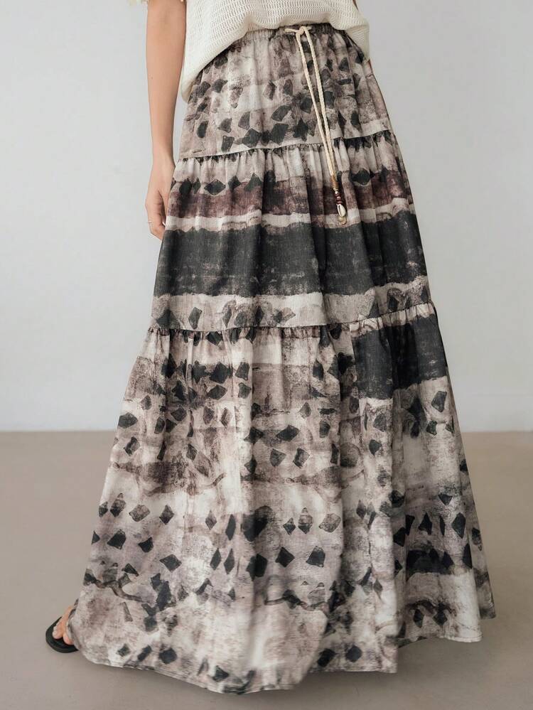 Summer Loose Casual Vacation Style Tie-Dye Bohemian Print Beach T-Shirt And Skirt Sets For Women Business Casual Woman Work Clothes