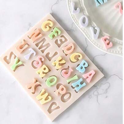 1 套/3 套 3D 字母数字硅胶软糖模具，大写小写卡通巧克力粘土烘焙工具、糖果模具、蛋糕装饰用品