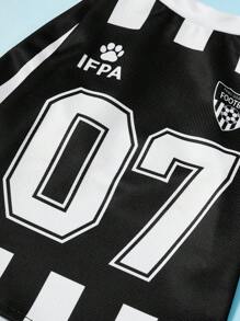 PETSIN 1pc Pet Dog/Cat 07# Jersey, Black Stripe Letter Print Casual Sports Style Comfy Dog Coat - Multicolor - View 6