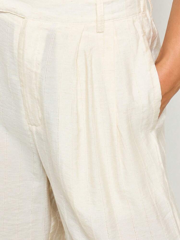 AiiRZ Wide Leg Linen Beach Resort Palazzo Summer Vacation Pants Lightweight Lounge High Waisted Tailored Trousers