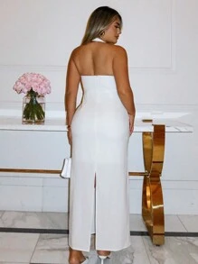 Xyvia Robe longue tout blanc élégante et élégante de style "old money" pour dames en automne - Blanc - Voir 2