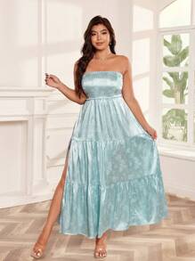 Bellastra Plus Size Women's Elegant Dress Romantic Pearl Embellished Dress - Green - View 3