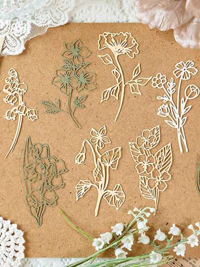 SHEIN 10 قطعة / عبوة ورق زخرفي خلفيات الزهور المجوفة للكولاج، هدايا للمناسبات، مواد الكولاج اليدوية، القرطاسية الشخصية للتخطيط والمشاريع الإبداعية المدرسية، عودة إلى المدرسة، زهور بطابع عتيق، إطار صورة إكليل،ورق مجلات الحياة والمخططات، زخرفة الدانتيل العتيقة ورق حرف DIY