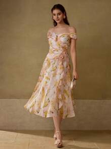 MOTF Soiréza RUCHED FLORAL PRINT DRESS - Multicolor - View 5