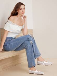 MOTF Zapatos planos de moda para mujeres de primavera/verano, zapatos de malla de red blanca para refrescar el verano, zapatos tipo bailarina, zapatos de malla calada y con cuentas, transpirables - Blanco - Ver 7