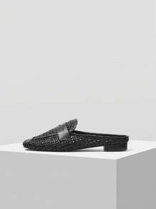 MOTF SQUARE TOE SLIP-ON MULE FALTS - Black - View 3