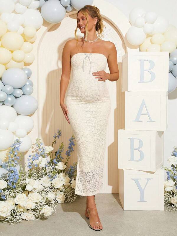 Loomaby Vestido bandeau minimalista de unicolor para maternidad