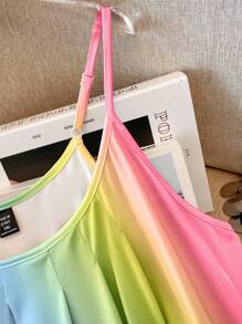 SHEIN LUNE 大码女式宽松渐变色休闲吊带背心，夏季图案 T 恤女式上衣 - 彩色 - 查看 3