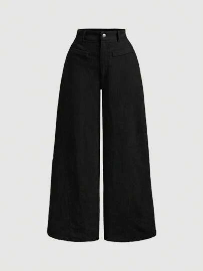 SHEIN MOD Plusstorlekar Dam Enfärgade Vintage Enkla Dagliga Manchesterbyxor Ribbad, Khaki Dambyxor, Vida Dambyxor