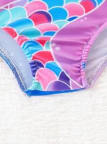 Baby Girls Bowknot Halter Swimsuit, Mermaid Tail One-Piece Triangle Swimwear For Baby Girl Summer - Multicolor - View 4