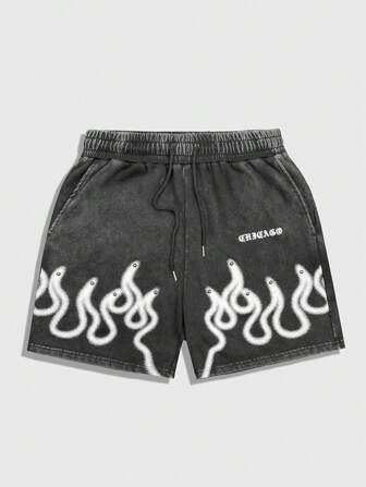 Street Life Shorts casuales para hombre con estampado sencillo