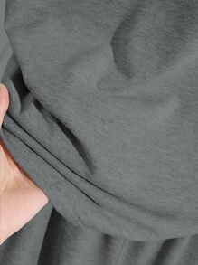 INAWLY Plus Size Women 2pcs Set Casual Raglan Sleeve Top And Shorts, Suitable For Summer - Dark Grey - View 6