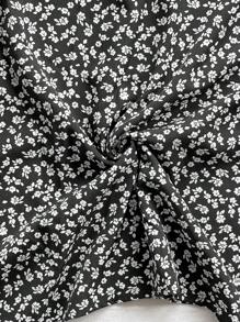 Soleia 女士度假碎花休闲开衩裙 - 黑與白 - 查看 8