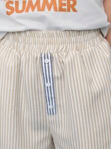 COUREZ Quần đùi boxer với chi tiết phối màu tương phản phía trước / Trang phục mùa hè cho nữ, quần short xuân hè / Phong cách Y2K / Phong cách vintage thường ngày - Nhiều màu - Xem 7