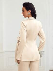 PREMIUM WRAP KNOT SIDE BLAZER - Apricot - View 5