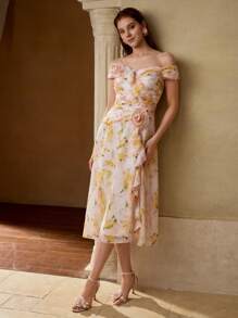 MOTF Soiréza RUCHED FLORAL PRINT DRESS - Multicolor - View 6