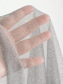 DAZY Top transparente con cuello de tortuga, recorte de lechuga y sin sujetador