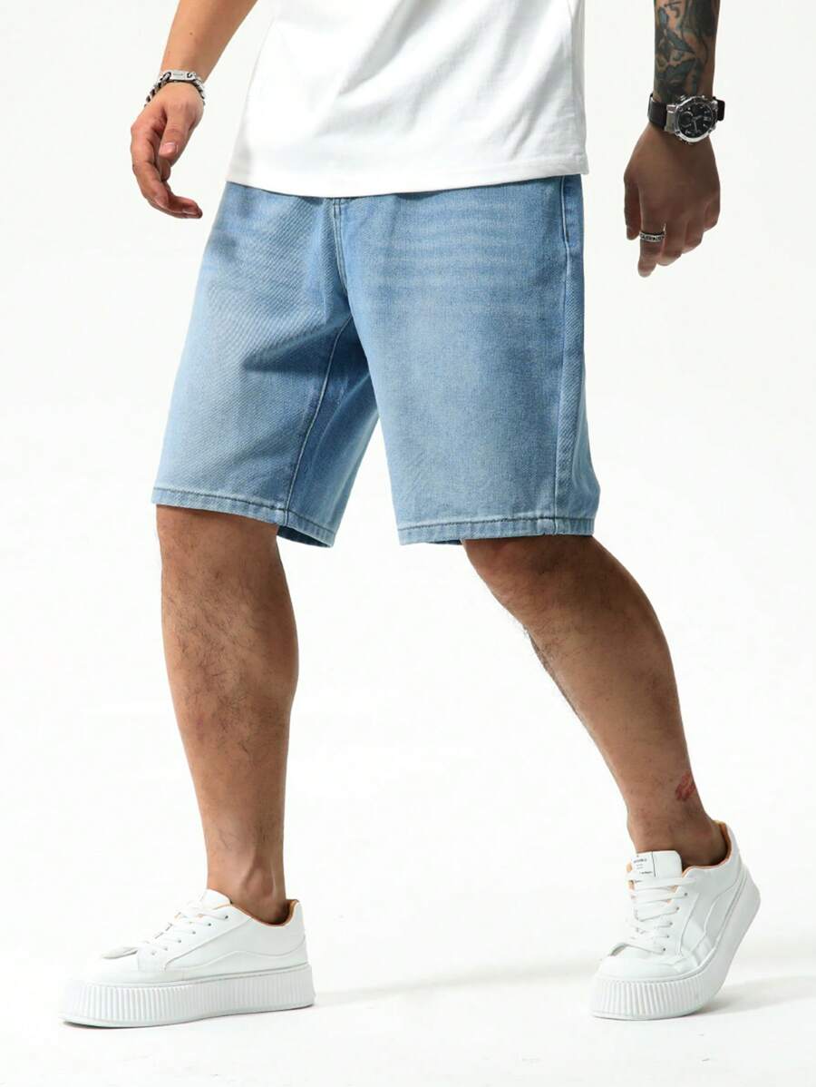 Manfinity Hypemode Pantalones cortos casuales holgados tipo bermudas de hombre con bolsillos, versátil - Lavado ligero - Ver 1