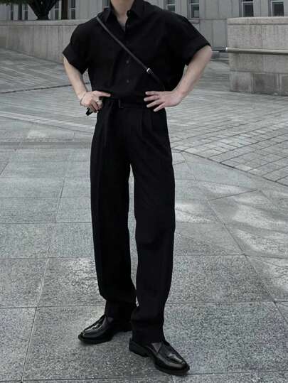DAZY 男士黑色衬衫西装，商务休闲，春夏