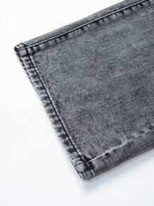 SHEIN Sparklyn 青少年女孩百搭休闲百搭石洗松紧腰阔腿宽松牛仔裤