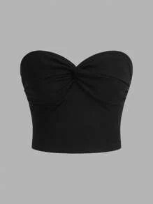 SHEIN MOD Top tubo de punto acanalado con nudo delantero para el verano - Multicolor - Ver 4