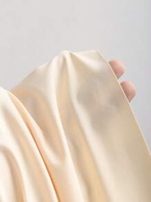 Sweetra Women's Fashionable Ruched Low Neck Metal Decor Halter Tie Maxi Casual Dress, Suitable For Summer Holiday - Apricot - View 3