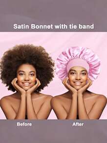 可调节缎面帽 - 轻质护发帽，适合睡觉、淋浴、减少毛躁 - 男女通用 - 彩色 - 查看 3
