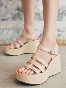 Sugerpunk Sandali casual da donna con zeppa e platform beige