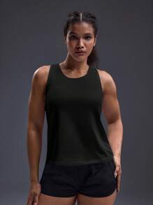Powerista Cutout Racerback Sports Tank Top - Black - View 3