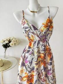 INAWLY Rochie elegantă pentru femei cu imprimeu floral integral - Multicolor - Vizualizare 5