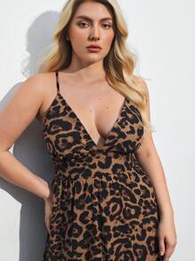 Maija 大码女式豹纹深 V 性感细肩带夏季度假连衣裙波西米亚海滩度假风格休闲荷叶边宽松大 A 字下摆吊带女式外出连衣裙夏装度假装婚礼宾客装海滩装西部装女式商务休闲装毕业装欧洲夏季夏威夷装女式工作/办公室 - 彩色 - 查看 5