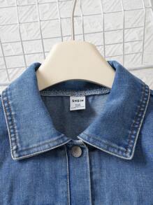 青少年女孩休闲牛仔夹克 + 白色吊带裙套装