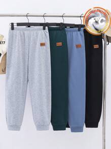 4pcs/Set Tween Boys' Casual Solid Color Drawstring Loose Fit Jersey Sweatpants, Assorted Colors, School, Campus, College Chic Outfits For Autumn/Winter - Multicolor - View 4