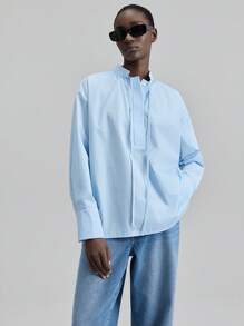 Ontre 女士办公室服装婚礼宾客生日教师俱乐部服装秋冬休闲商务复古风格纯色落肩长袖单排扣休闲衬衫