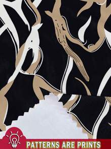 SHEIN Clasi Casual Asymmetrical Stripe Pattern Crew Neck Short Sleeve Plus Size Dress, Suitable For Spring & Summer Suitable For Going Out Chic Dress - Black - View 3