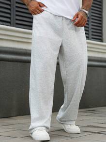 Manfinity Homme Quần nỉ thể thao cạp rút trơn cỡ lớn cho nam - trắng - Xem 1