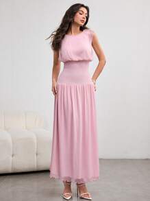 Modelyn Damen glänzendes metallisches Strickkleid, elegant und charmant, für Frühling/Sommer - Pink - Übersicht 7